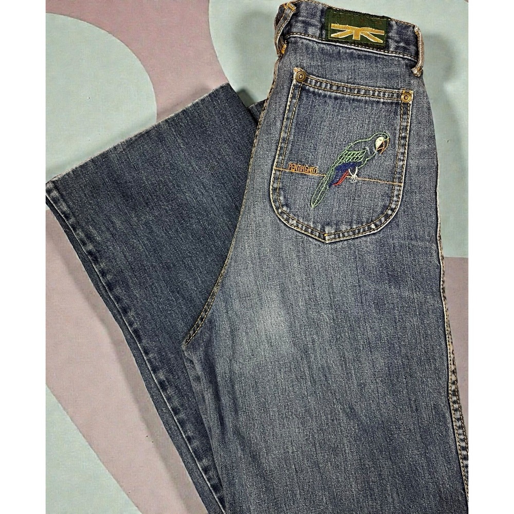 Vintage Britannia Denim Jeans Lady - Gem Size 7 Embroidered 70s Flare High Rise